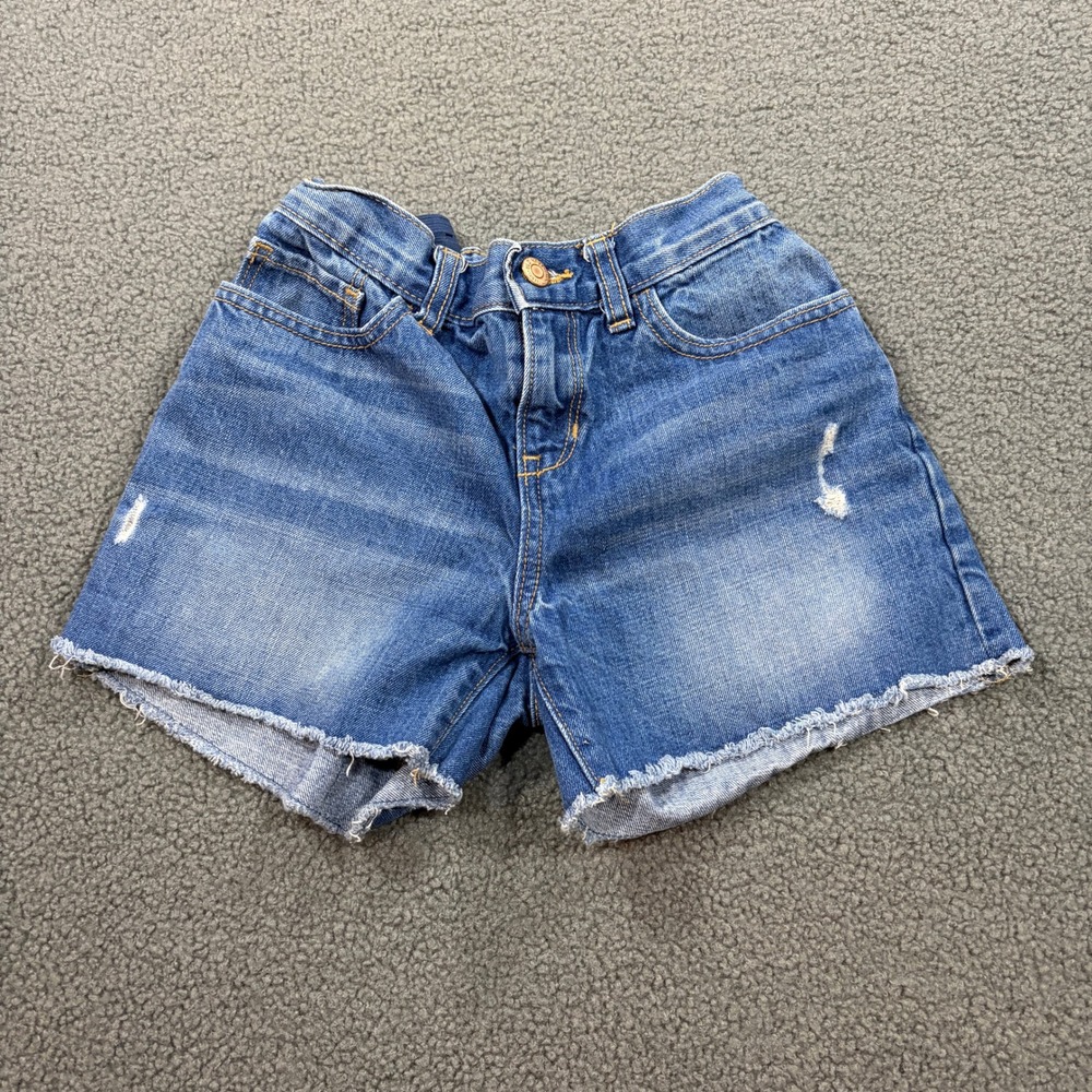 Old Navy Shorts Girls 14 Blue Denim Cutoff Distressed Adjustable Waist Frayed